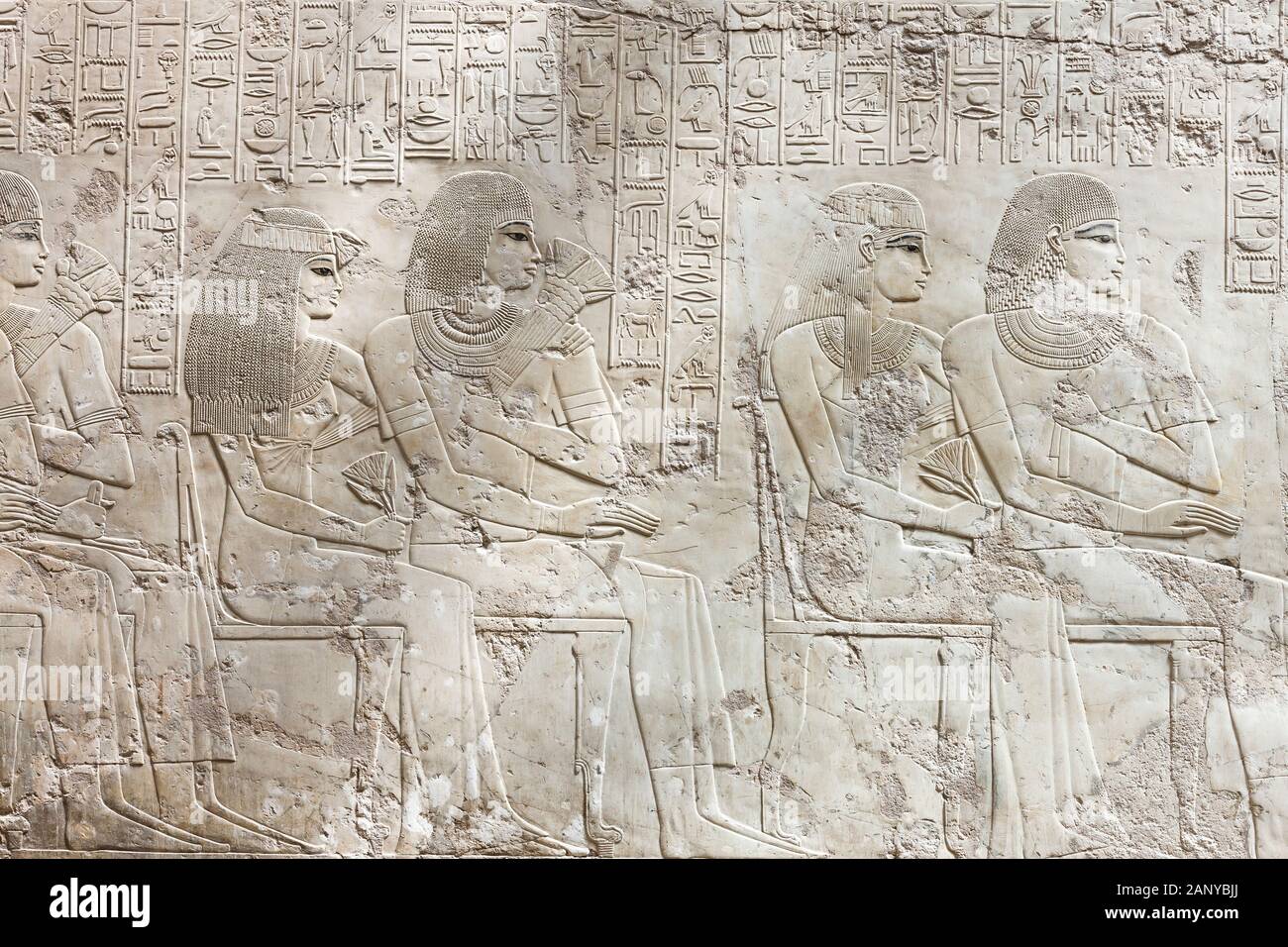 Muro di rilievo di Tomba di Ramose, TT55, nel villaggio di Sheik Abd el-Kurna, Luxor, Egitto, Nord Africa, Africa Foto Stock