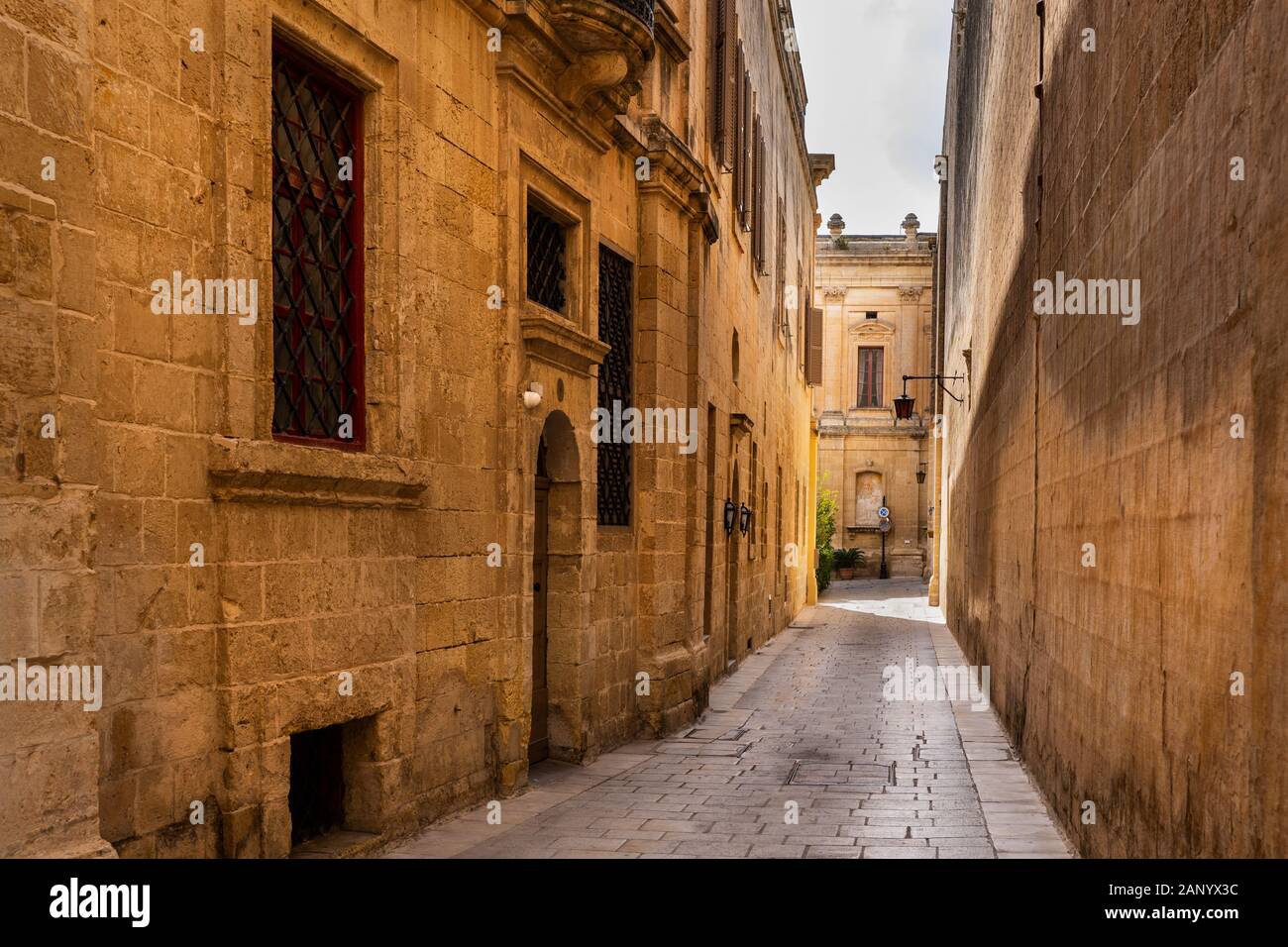 Vecchia città di Mdina a Malta, la vecchia capitale di architettura storica. Foto Stock