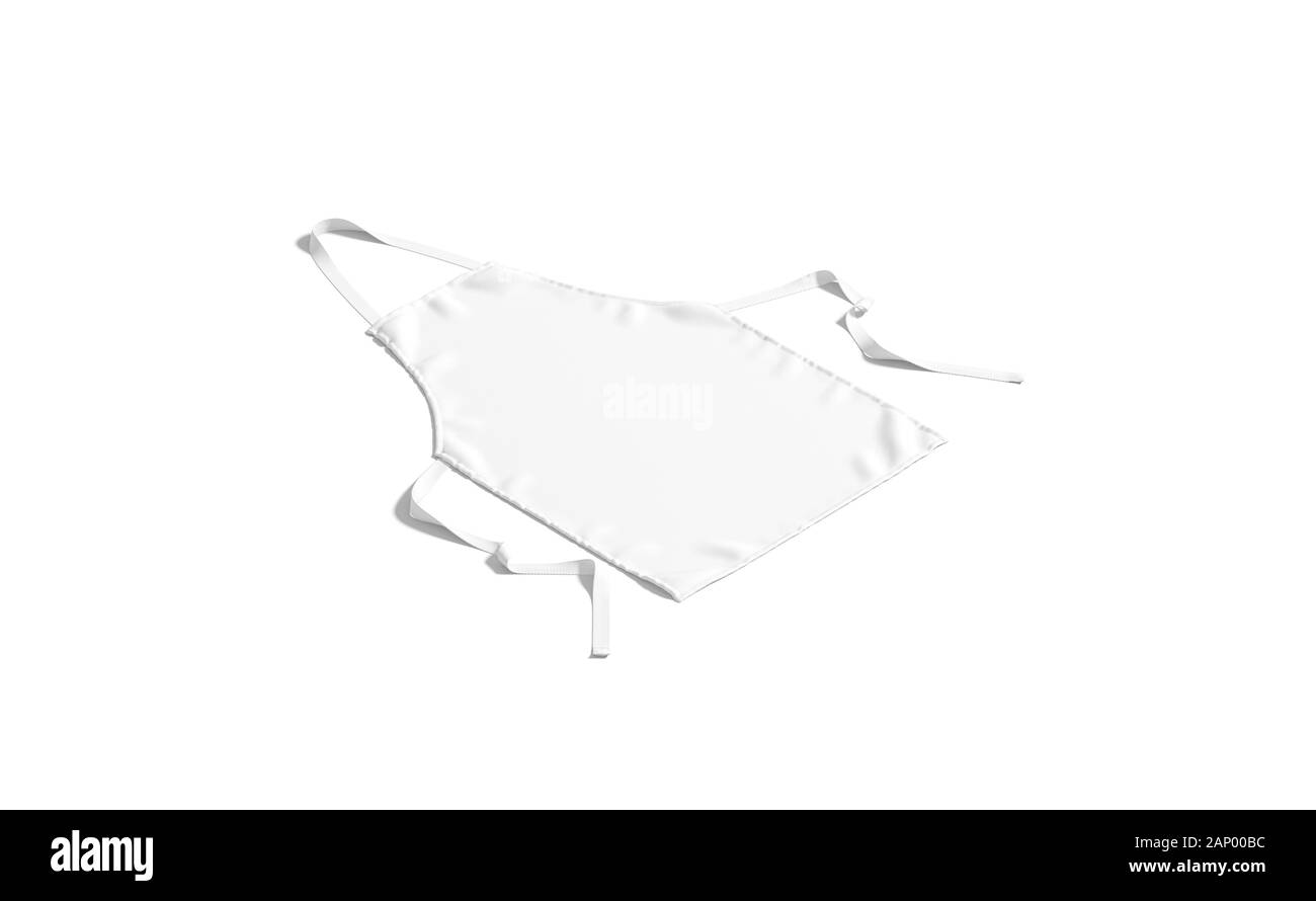 Grembiule bianco vuoto con cinturino mock up sdraiato, vista laterale Foto Stock