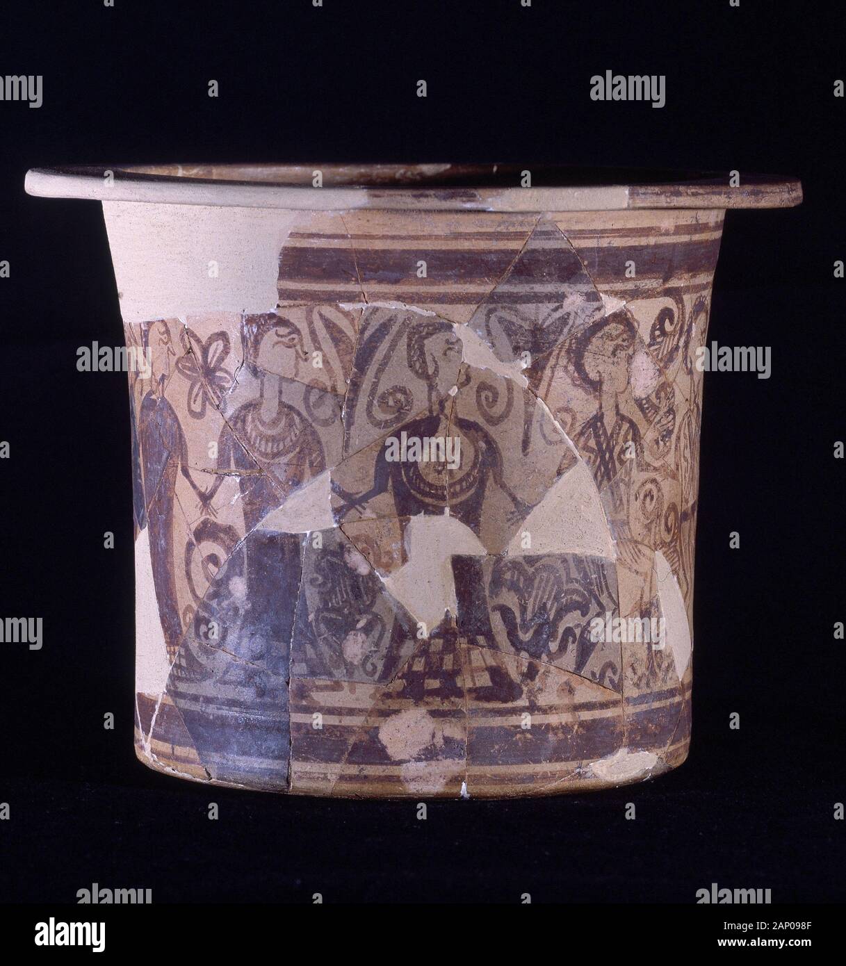 VASO DE LA DANZA - CERAMICA PROCEDENTE DE LIRIA - KALATHOS. Posizione: Museo de Prehistoria y archeologia. Spagna. Foto Stock