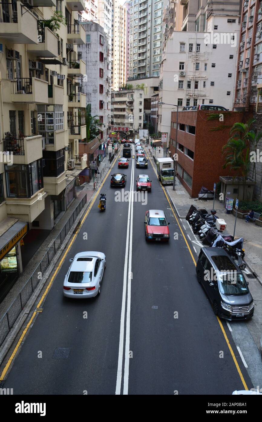 Robinson Road nel quartiere alla moda di Mid Levels di Hong Kong. Foto Stock
