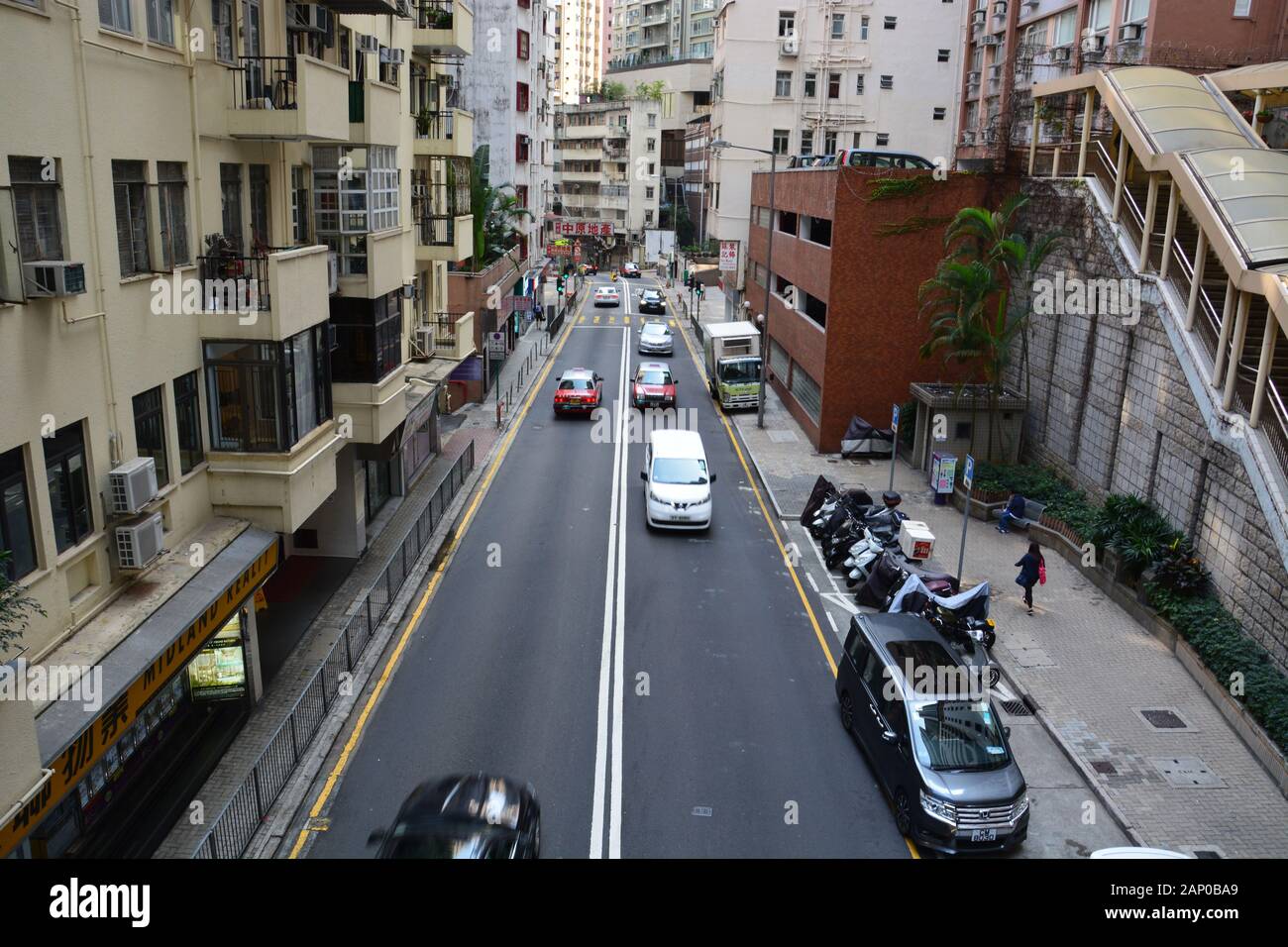 Robinson Road nel quartiere alla moda di Mid Levels di Hong Kong. Foto Stock