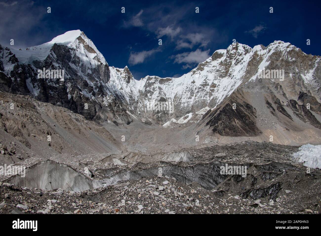 Valle e catena montuosa nell'area himalayana in Nepal Foto Stock