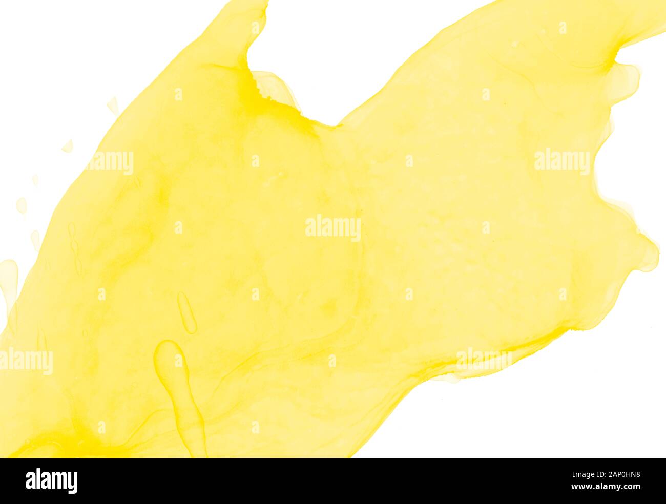 Creatività trasparente, inchiostro giallo sono straordinariamente brillante, luminoso, traslucido, a scorrimento libero, e asciugare rapidamente. Opere d'arte astratte. Trendy picchiettio naturale Foto Stock