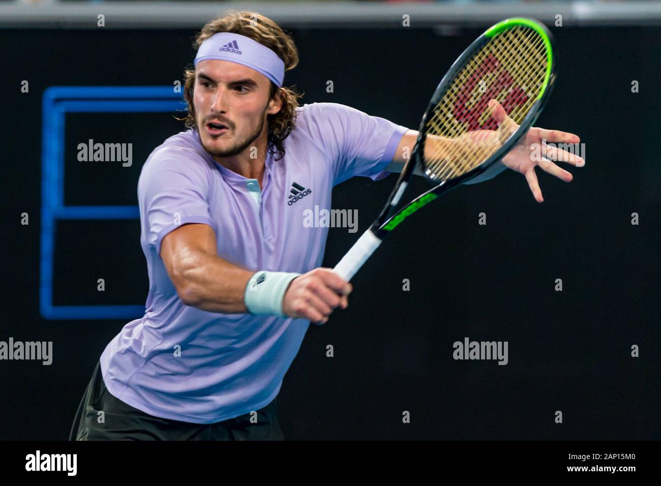 Melbourne, Australia. Xx gen, 2020. Stefanos Tsitsipas della Grecia al 2020 Australian Open di Tennis Championship Day 1 corrispondono a Melbourne Park Tennis Center, Melbourne, Australia. 20 gen 2020. ( © Andy Cheung/ArcK Immagini/arckimages.com/UK Tennis Magazine/International Sports Fotos) Credito: Roger Parker/Alamy Live News Foto Stock