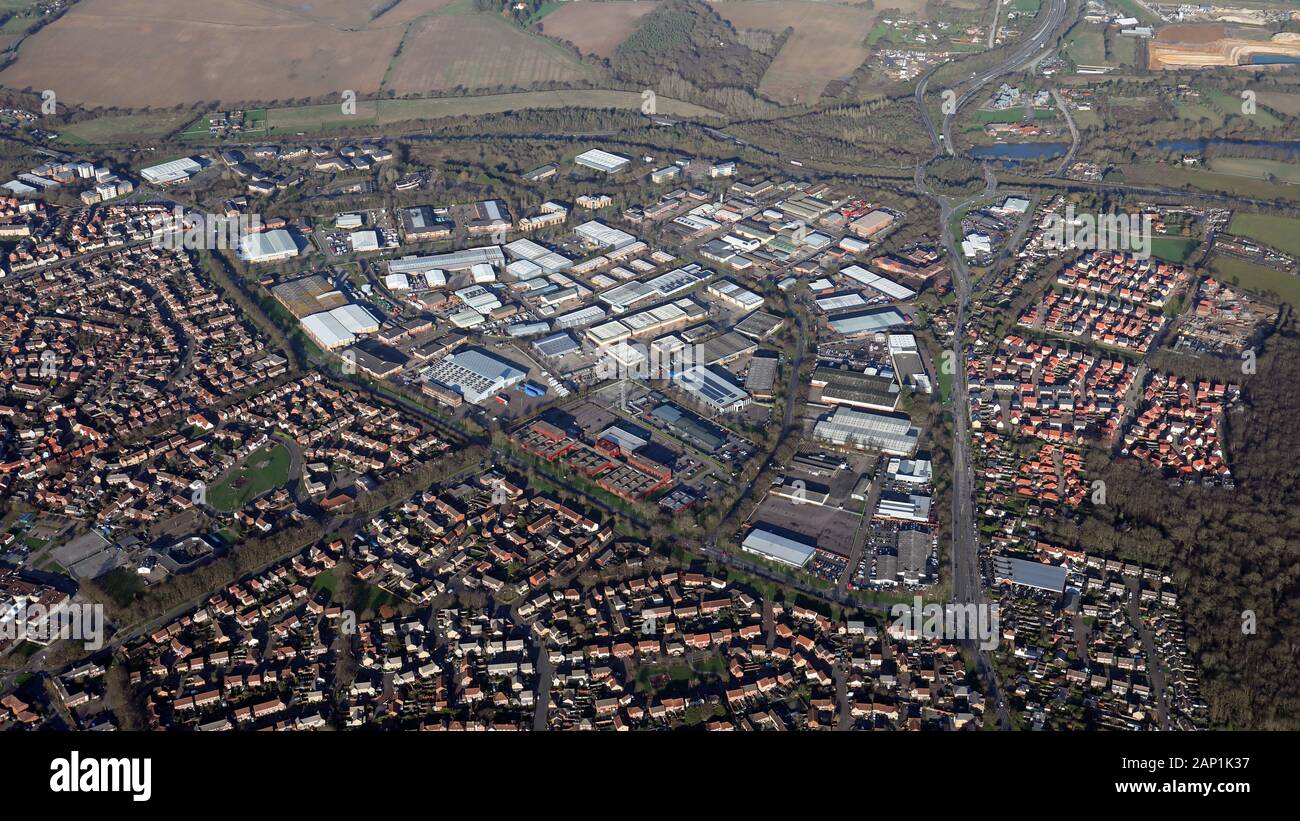 Vista aerea del Severalls Industrial Park, Brunel modo, Colchester, Essex Foto Stock