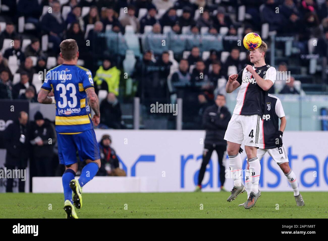 Torino, Italia. 19 gennaio 2020. Campionato italiano A. Juventus FC vs Parma Calcio. Matthijs de Ligt della Juventus FC. Foto Stock