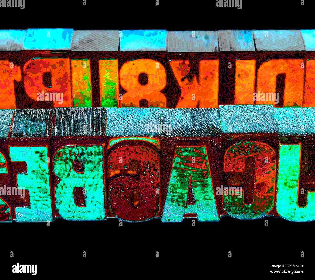 Libro di legno stampa di lettere Foto Stock