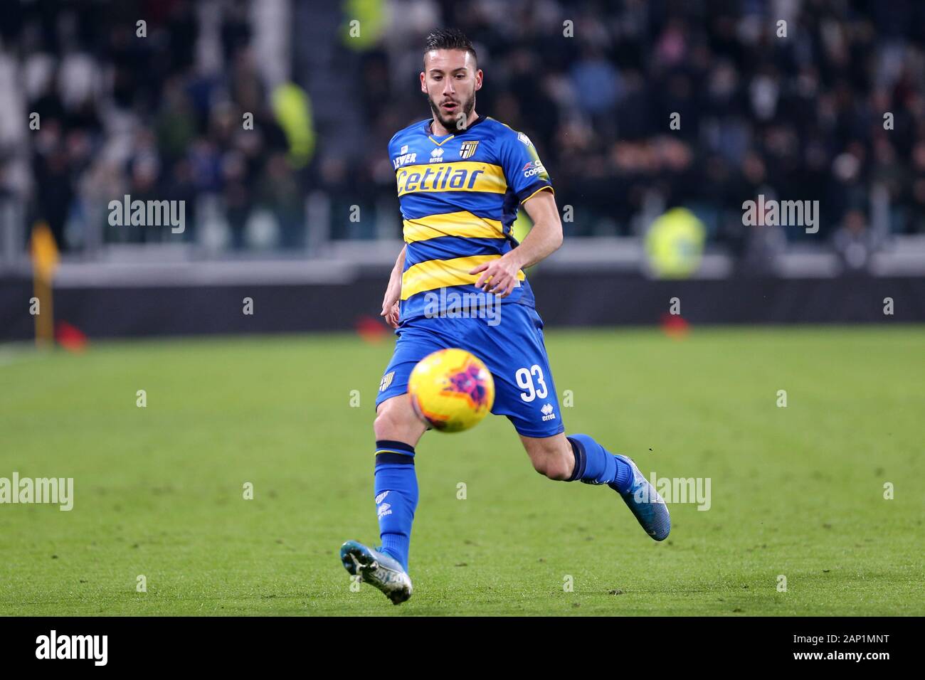 Torino, Italia. 19 gennaio 2020. Campionato italiano A. Juventus FC vs Parma Calcio. Mattia Sprocati del Parma Calcio . Foto Stock