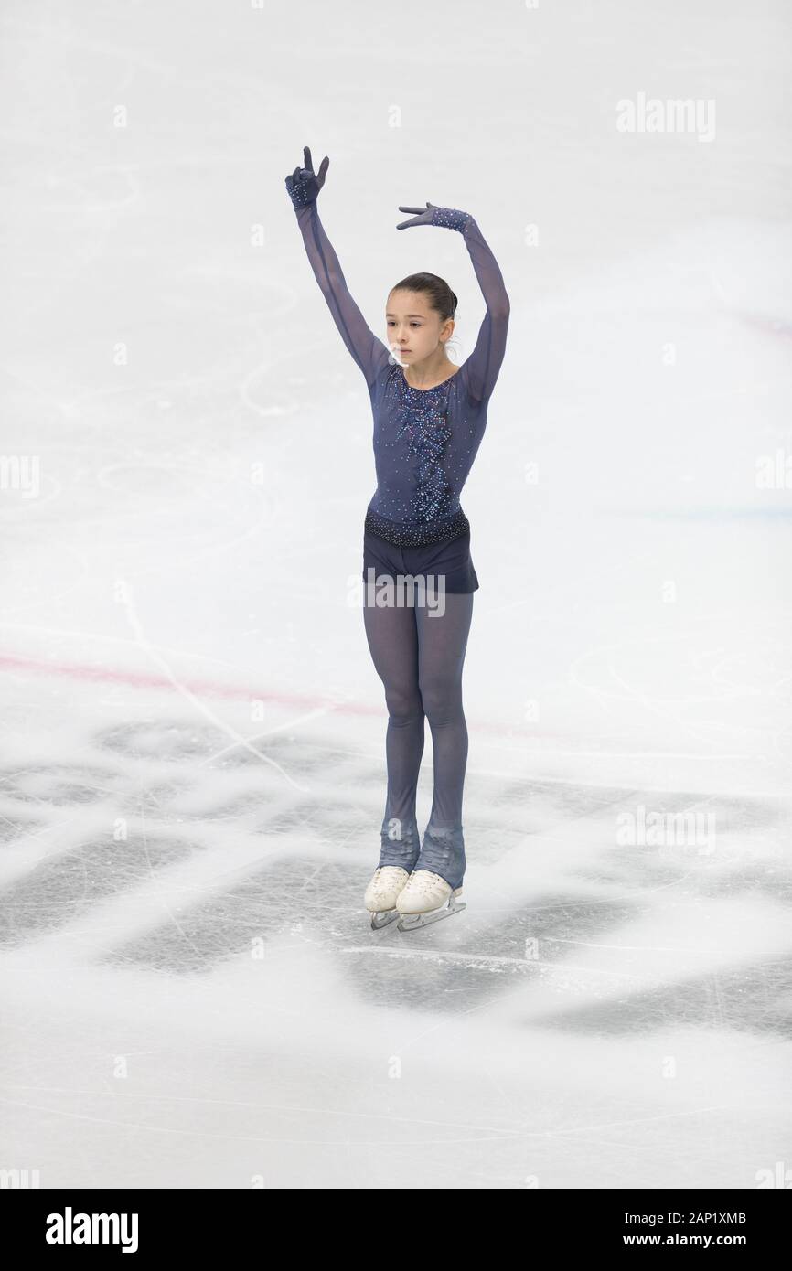 Kamila ha Valieva della Russia compete durante junior ladies breve programma al Palavela pattinaggio su ghiaccio a Torino il 5 dicembre, 2019 Foto Stock