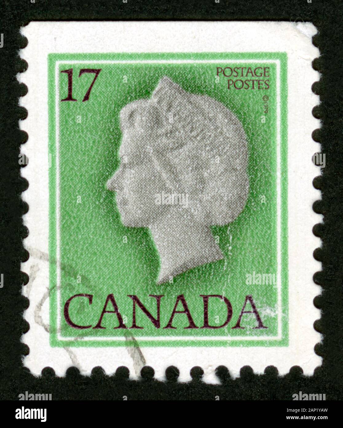 Stampa del timbro in Canada, la Regina Elisabetta II Foto Stock