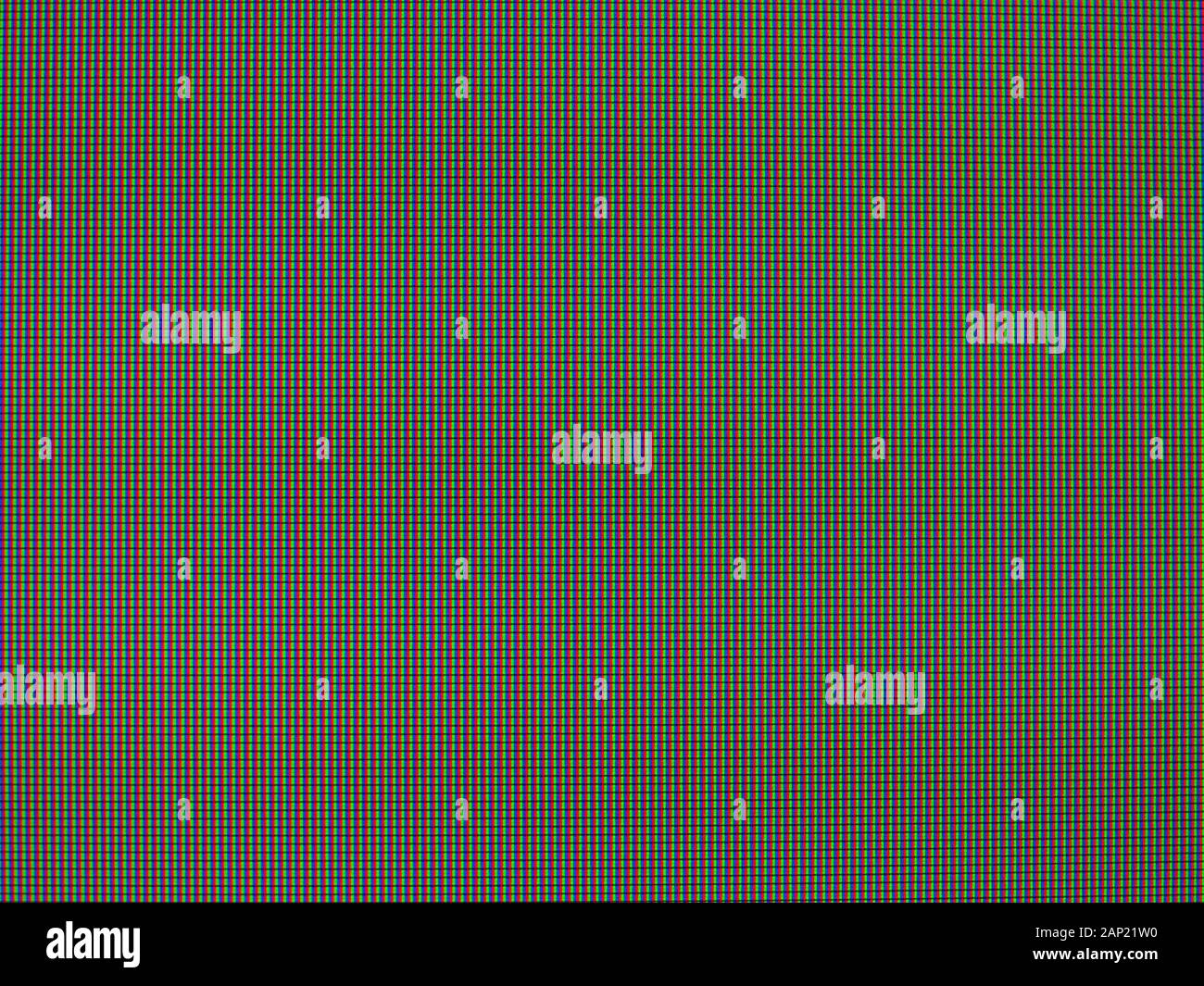 Schermo LCD dettaglio macro con visibili i pixel RGB Foto Stock