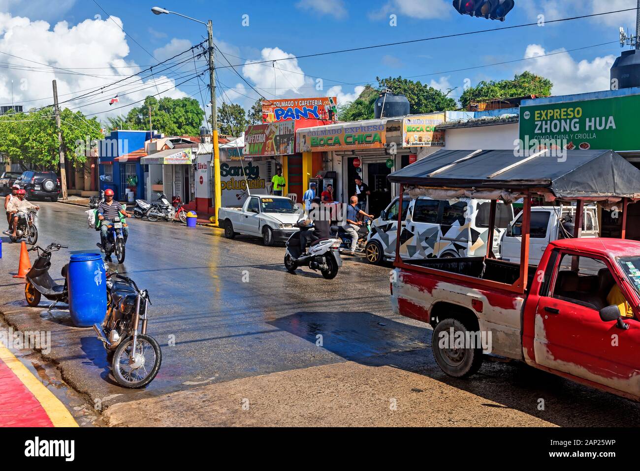 I più popolari trasporti nella Repubblica Dominicana è scooter e motociclette , Repubblica Dominicana Foto Stock