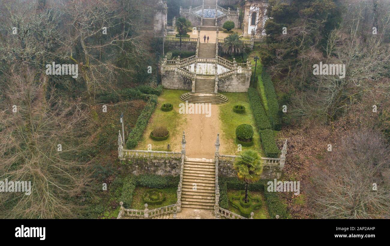 Parco e scale barocca del Santuario di Nossa Senhora dos Remédios Lamego Portogallo Foto Stock