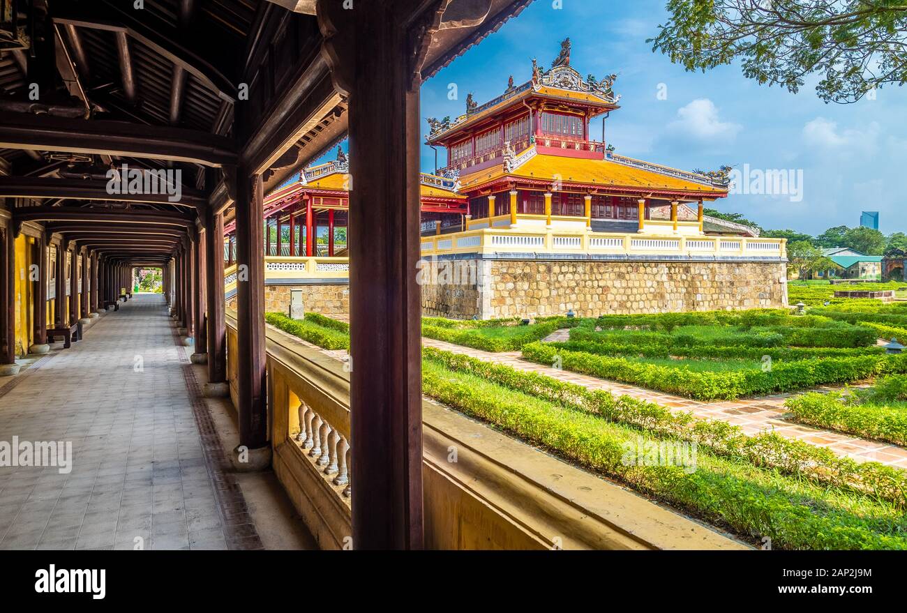 Opinioni su Imperial Royal Palace Hue, Vietnam Foto Stock
