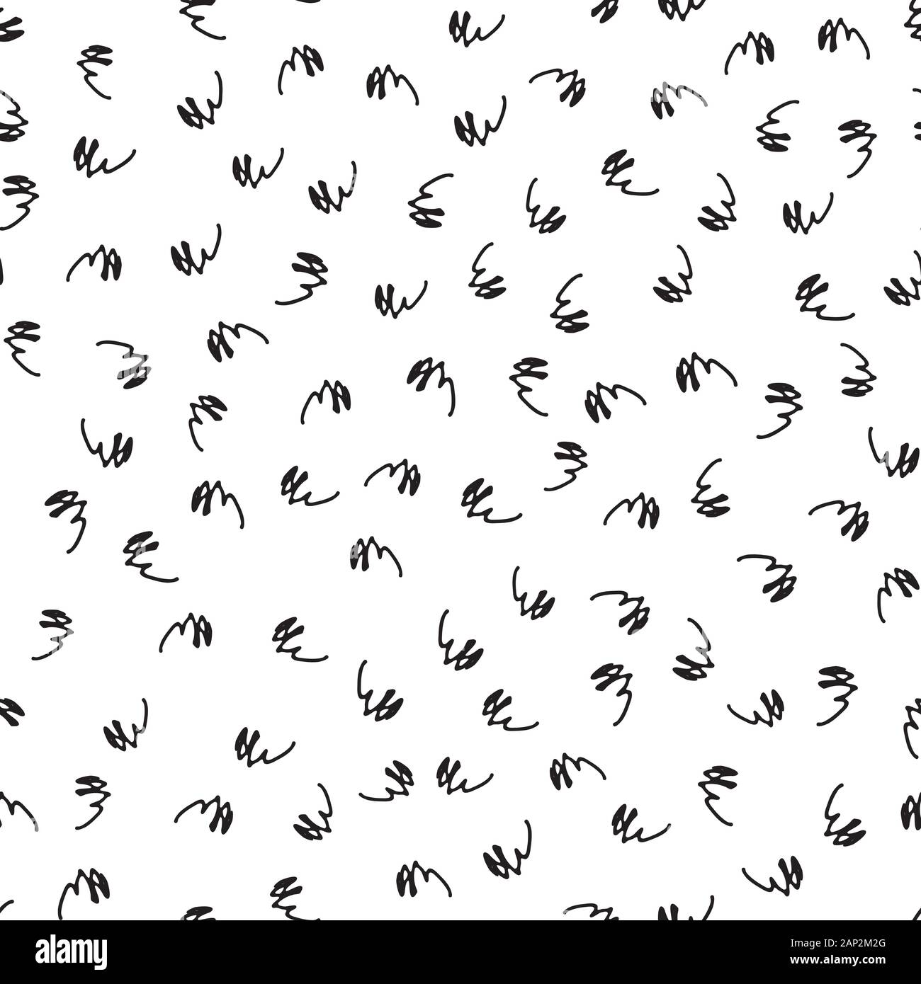 Abstract seamless pattern con scarabocchi su sfondo bianco. Semplice configurazione astratta sfondo per interrior, disegno tessile carta artigianale. Disegnata a mano Illustrazione Vettoriale