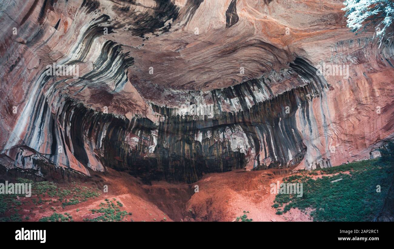 La doppia arcata alcova nel Parco Nazionale di Zion, Utah, Stati Uniti d'America Foto Stock