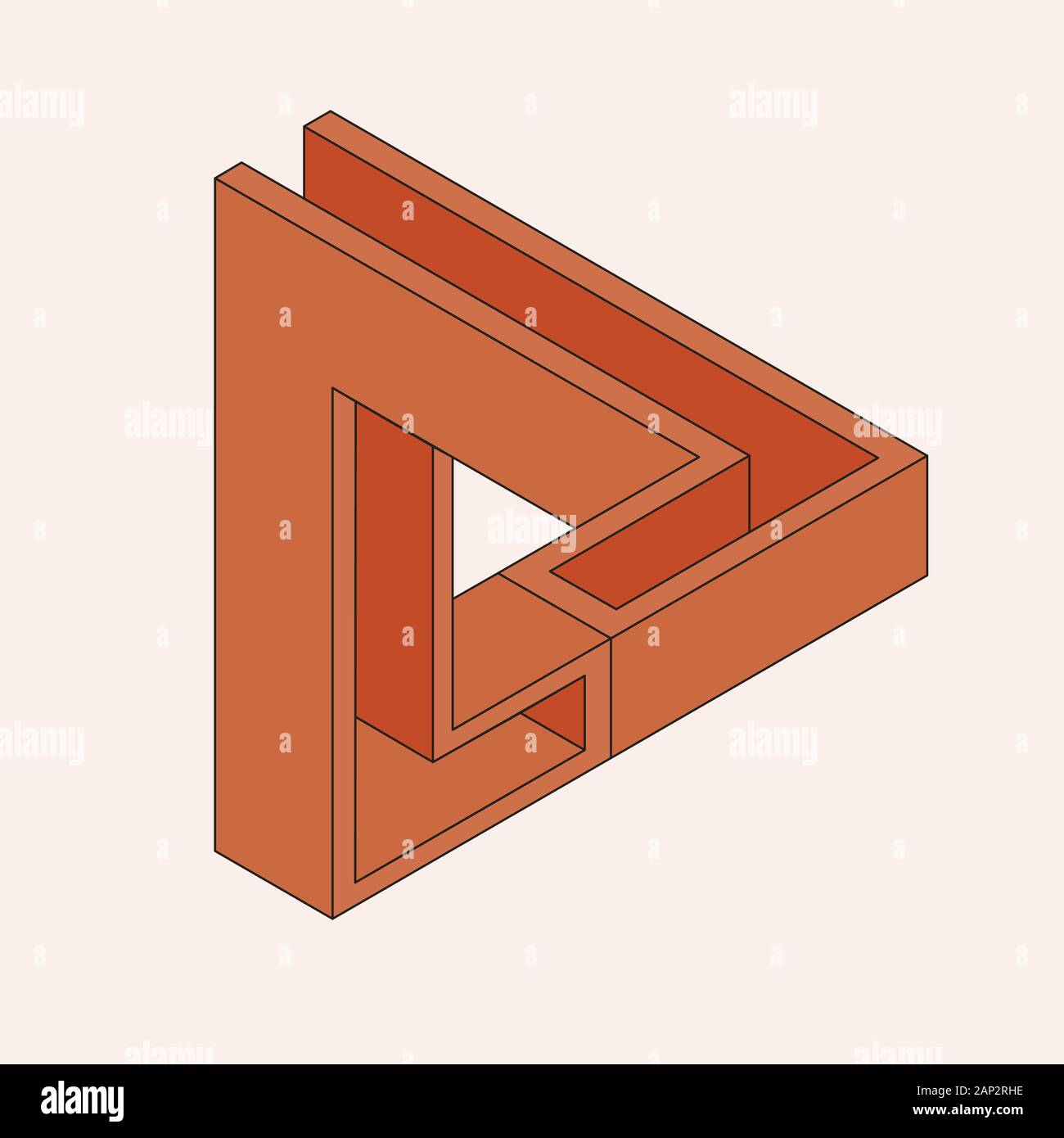 Impossibile figura triangolare. Illusione ottica. Illustrazione Vettoriale