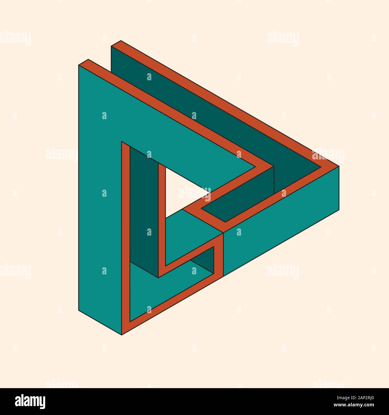 Impossibile figura triangolare. Illusione ottica. Illustrazione Vettoriale