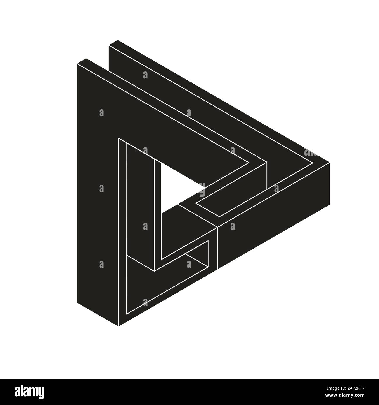 Silhouette di impossibile figura triangolare. Illusione ottica. Illustrazione Vettoriale
