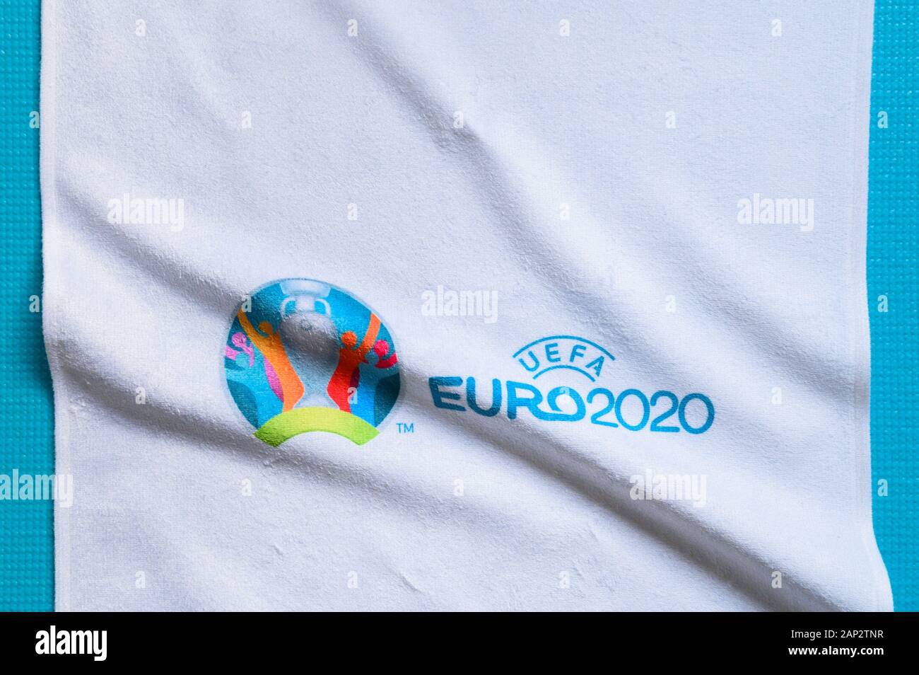 Parigi, Francia, gennaio. 20. 2020: Euro 2020, logo ufficiale, bianco spazio di modifica Foto Stock