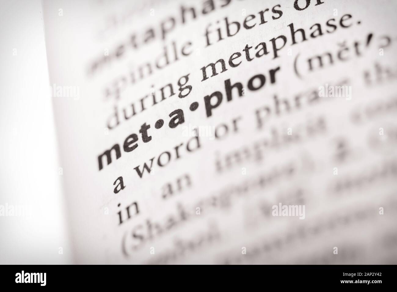 Fuoco selettivo sulla metafora di parola. Molte altre foto di parole nel mio portfolio. Foto Stock