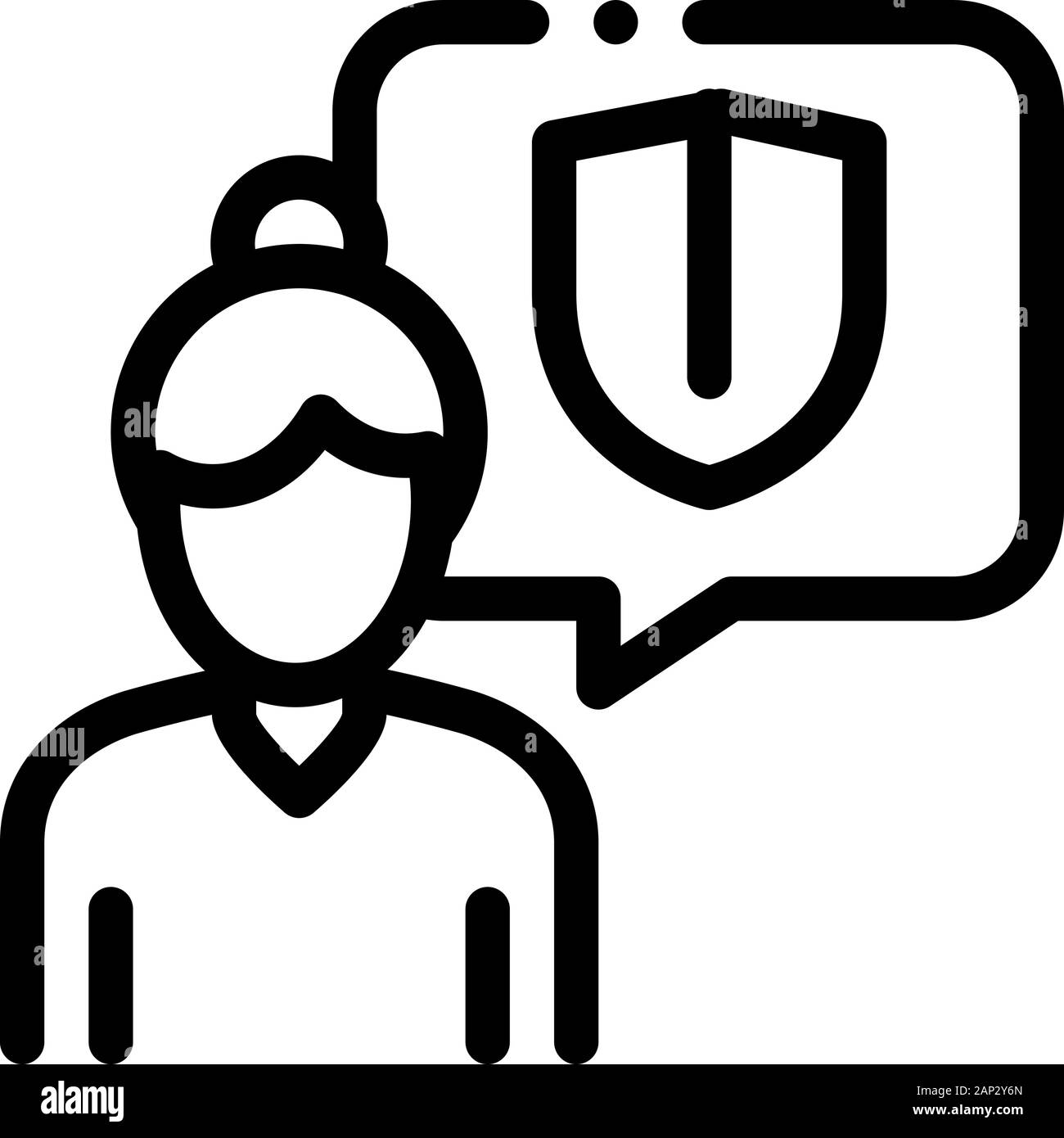 Vecchia donna icona dello scudo vettore illustrazione di contorno Illustrazione Vettoriale