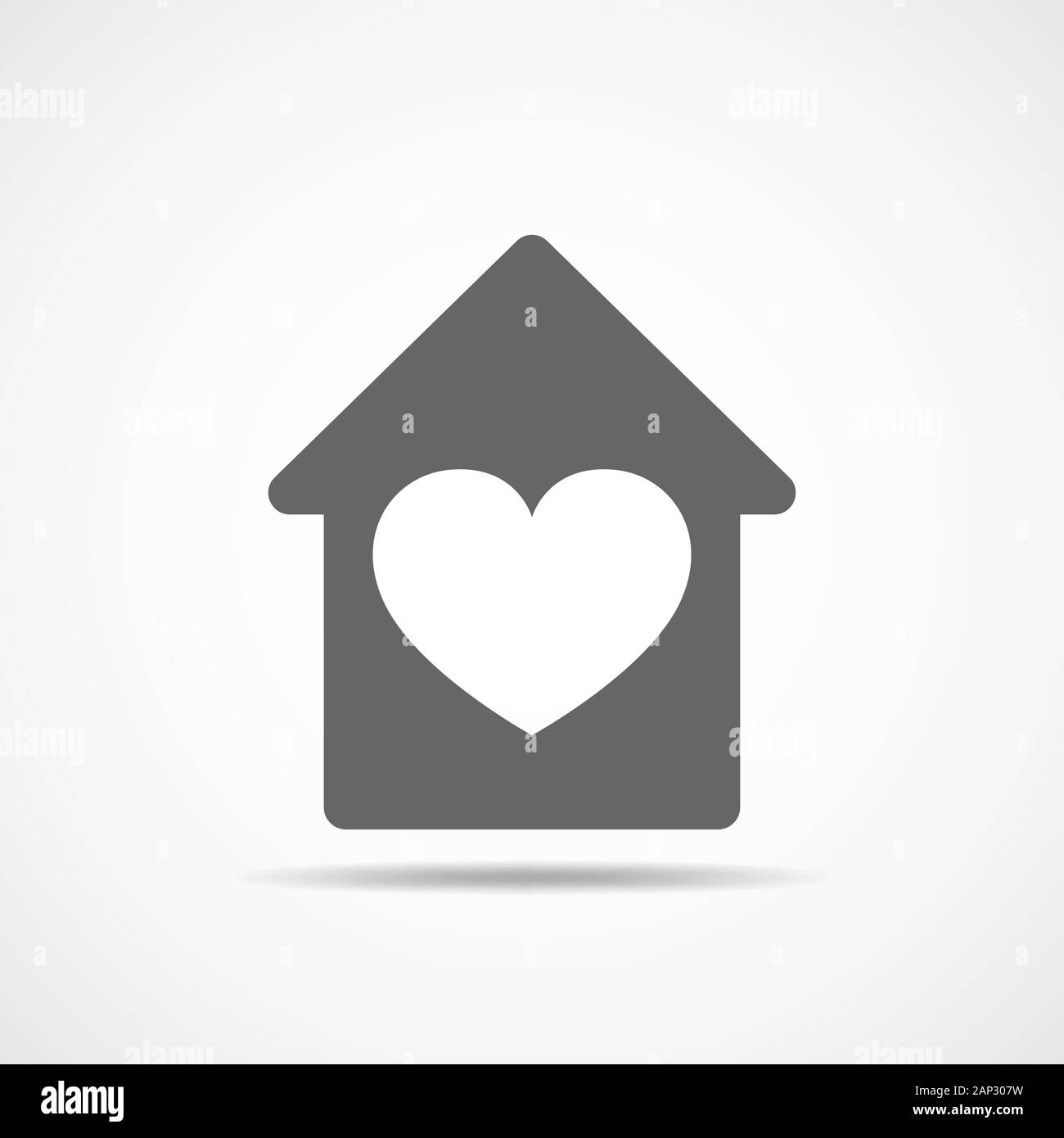 Casa con cuore all'interno. Illustrazione Vettoriale. Icona di casa in design piatto. Concetto di una famiglia felice Illustrazione Vettoriale