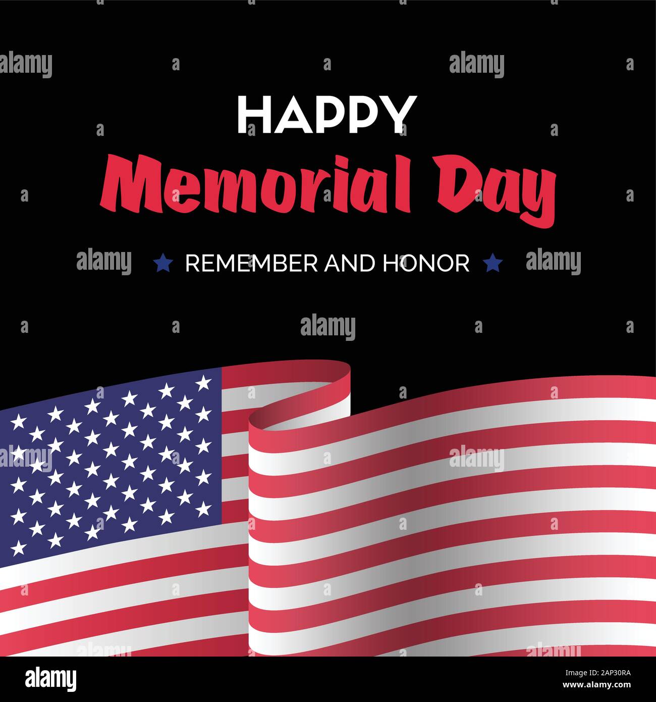 Happy memorial day. Vector scuro della scheda Messaggi di saluto Illustrazione Vettoriale