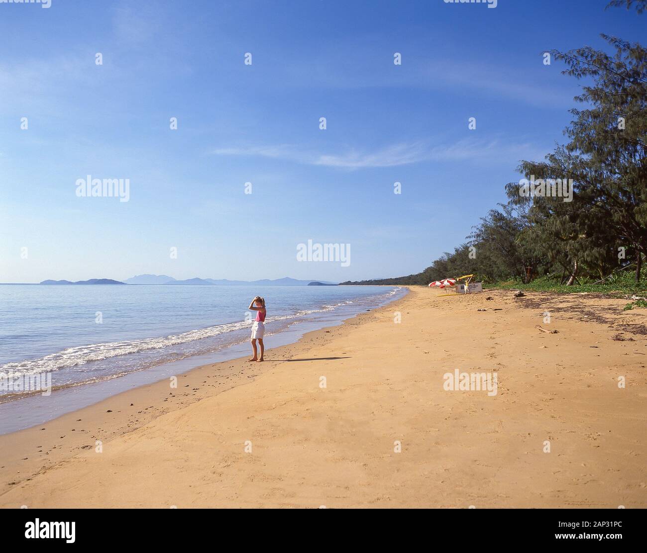 La Mission Beach, Casuario Costa, Queensland, Australia Foto Stock