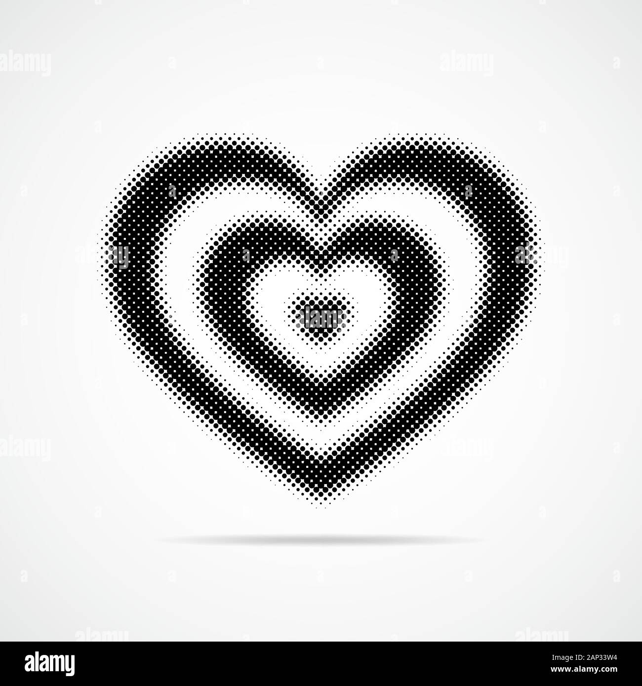 Cuore nero halftone. Illustrazione Vettoriale. Abstract punti cuore come un simbolo dell'amore. Illustrazione Vettoriale