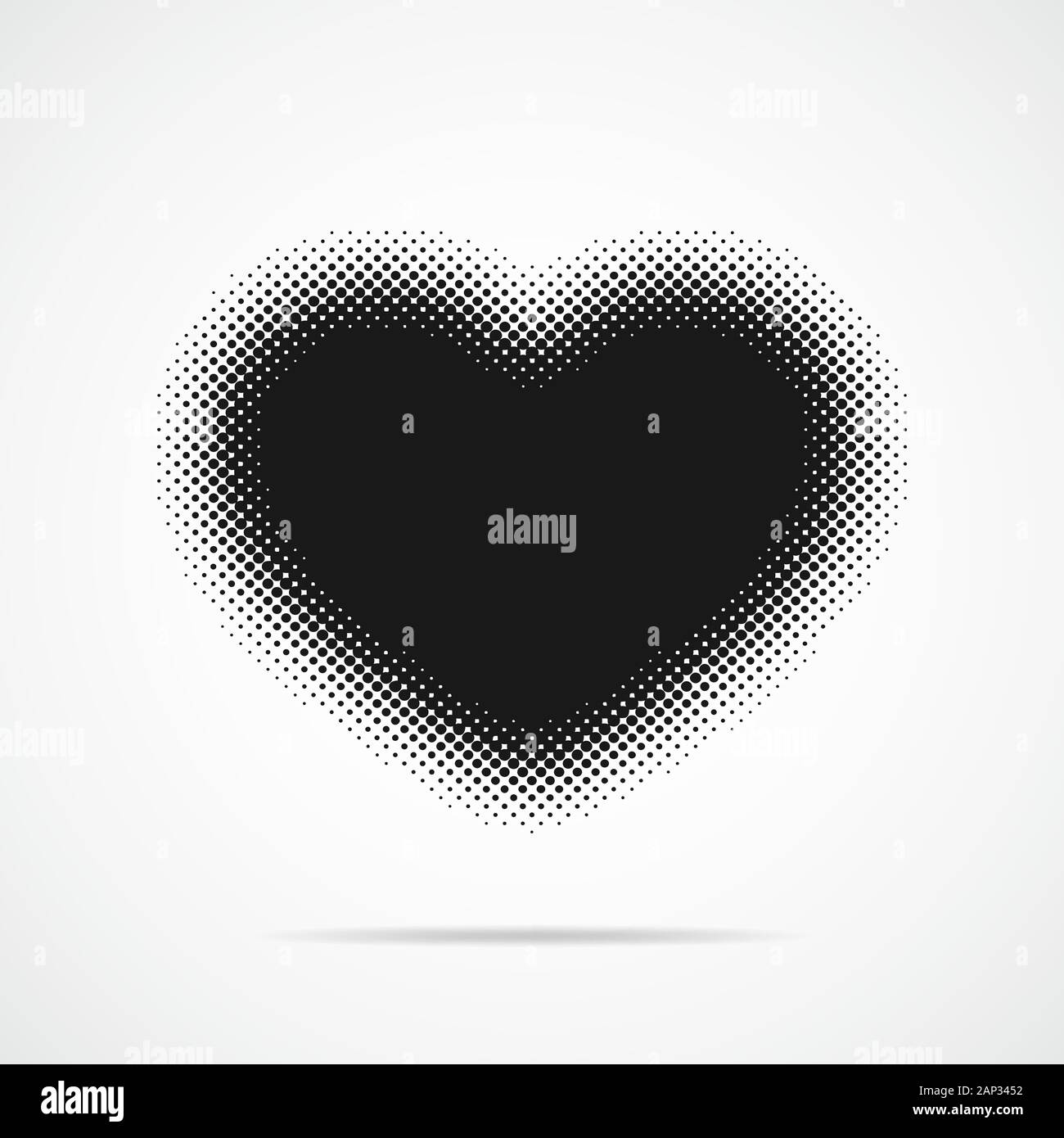Cuore nero halftone. Illustrazione Vettoriale. Abstract punti cuore come un simbolo dell'amore. Illustrazione Vettoriale