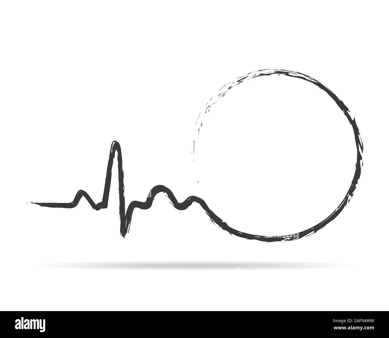 Cerchio grigio con segno icona heartbeat. Illustrazione Vettoriale. Disegno astratto segno heartbeat in design piatto. Illustrazione Vettoriale