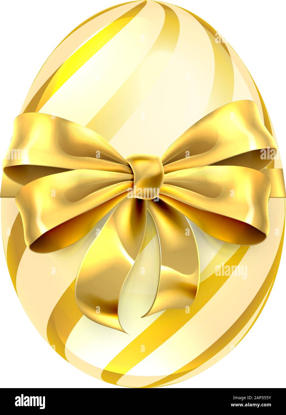Uovo di Pasqua Gold Bow Modello di nastro Illustrazione Vettoriale
