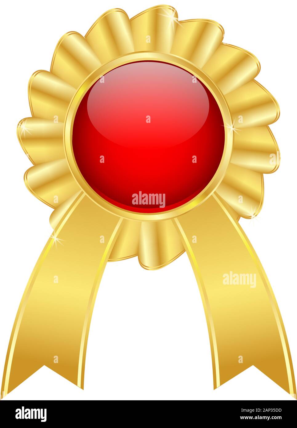 Golden award il badge con Red Centre e il nastro di inchiostro Illustrazione Vettoriale