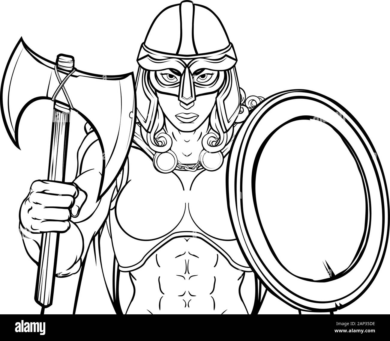 Viking Trojan Spartan celtica cavaliere guerriero donna Illustrazione Vettoriale