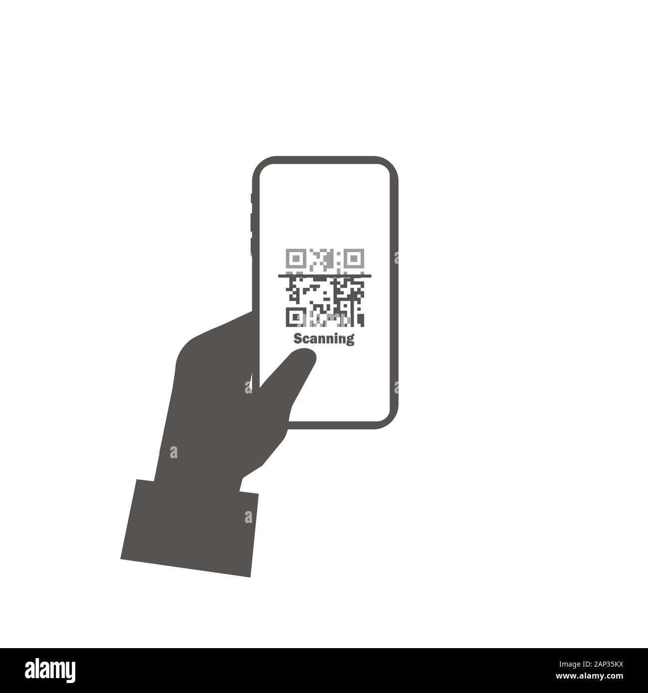 Mano con lo smartphone qrcode icona di verifica Illustrazione Vettoriale
