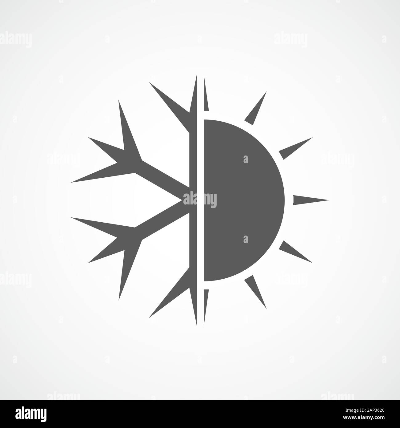 Sun e il simbolo del fiocco di neve di condizionatore d'aria. Illustrazione  Vettoriale. A caldo e a freddo e la relativa icona Immagine e Vettoriale -  Alamy
