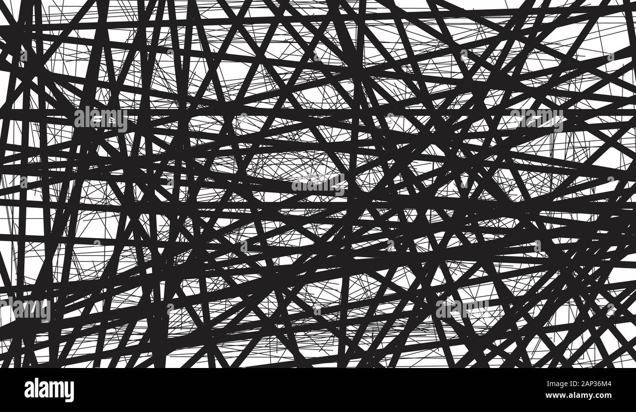 Un filo metallico nero groviglio sfondo su un sfondo bianco Illustrazione Vettoriale
