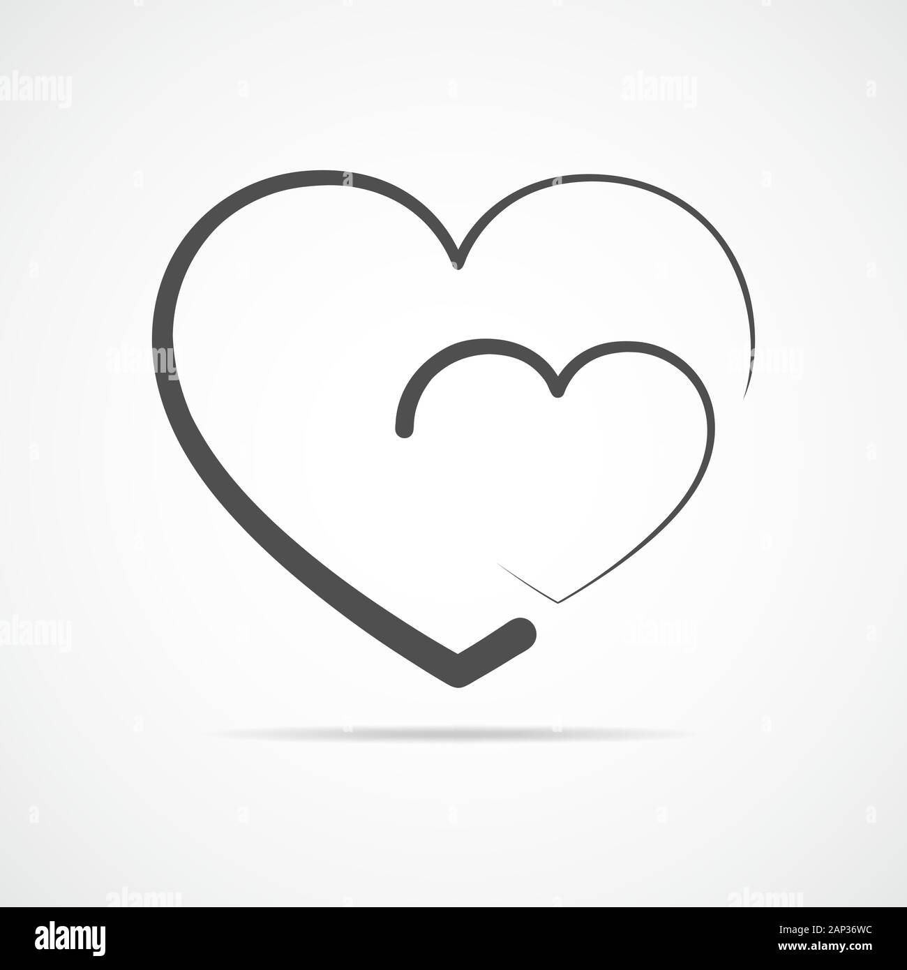 Abstract cuori contorno del profilo. Illustrazione Vettoriale. Cuore nero icona in stile appartamento. Il cuore come simbolo dell'amore. Illustrazione Vettoriale