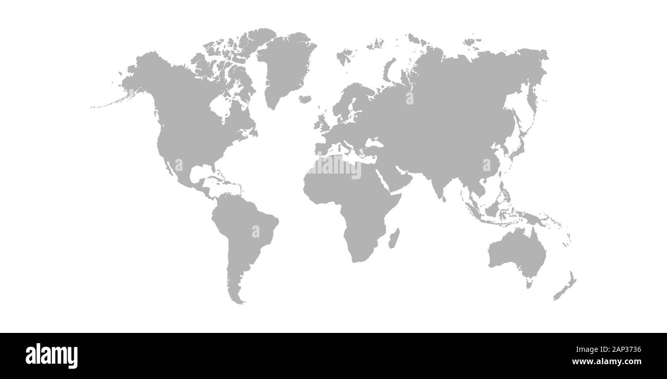 Mappa mondo isolato su sfondo bianco. Vettore Illustrazione Vettoriale