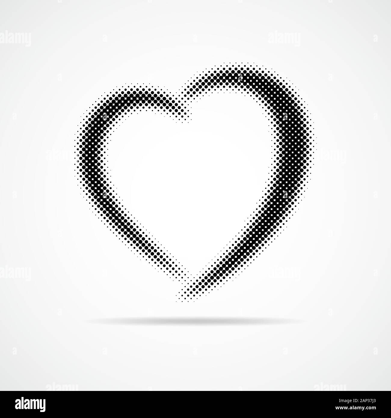 Cuore nero halftone. Illustrazione Vettoriale. Abstract punti cuore come un simbolo dell'amore. Illustrazione Vettoriale