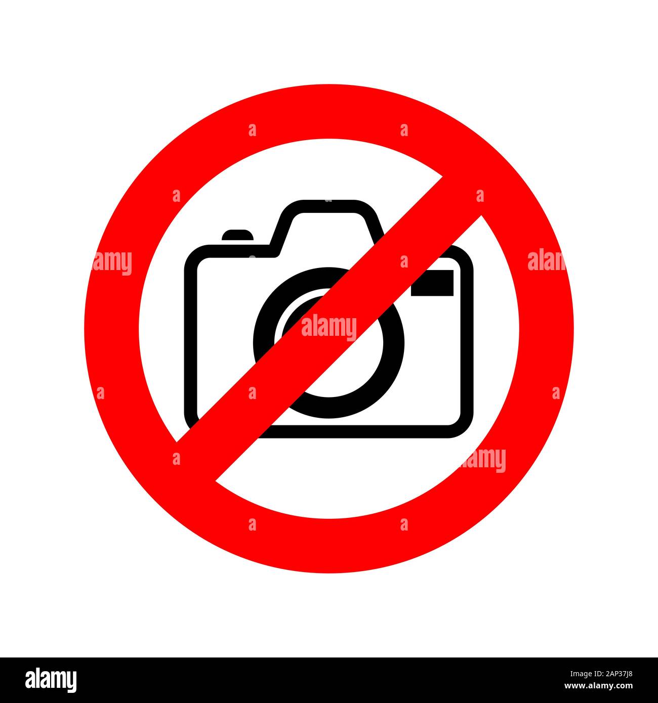 Nessuna foto fotocamera segno. Illustrazione Vettoriale. Nessun segno di fotografia, isolato su sfondo bianco. Illustrazione Vettoriale