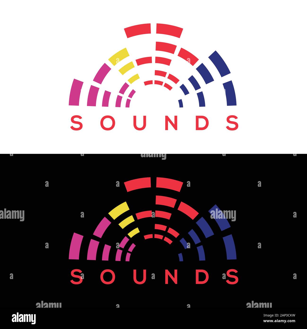 Sound & onde sonore, vettore logo del modello di progettazione Illustrazione Vettoriale
