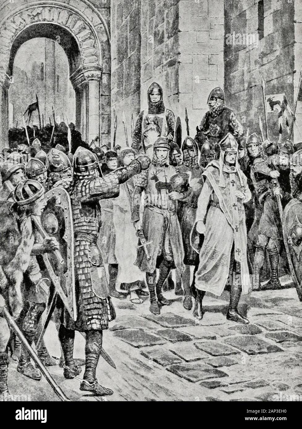 Il vescovo Oddone si arrende Rochester Castle, 1088 Foto Stock