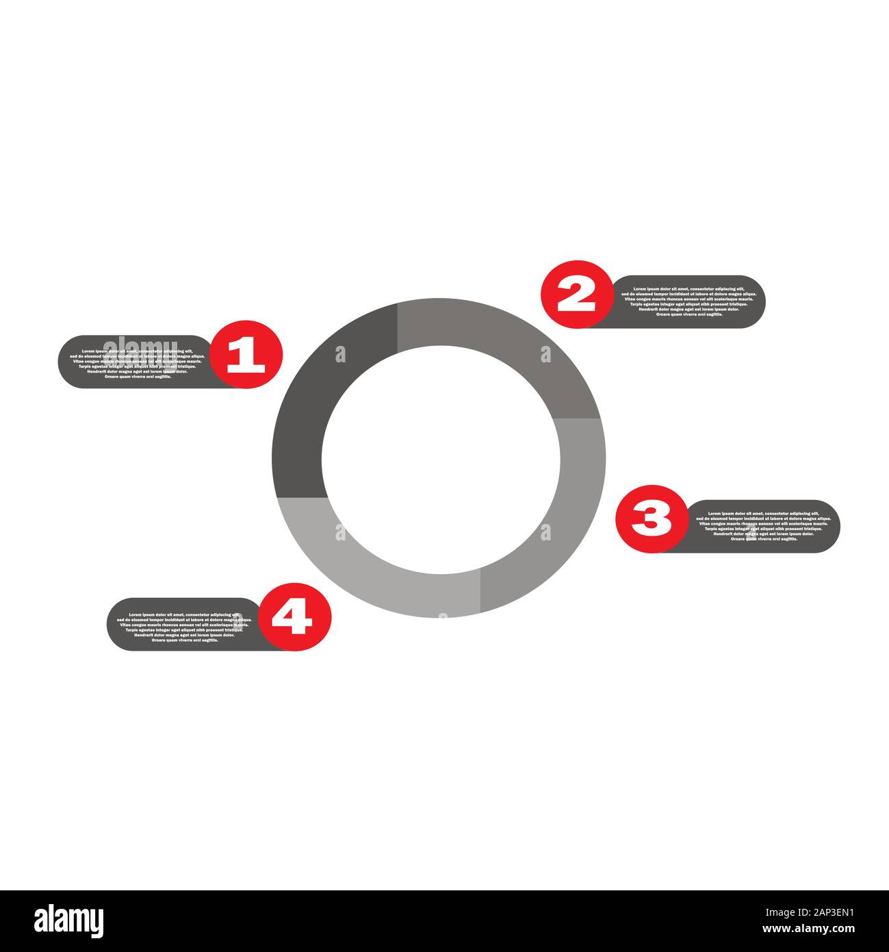 Quattro-parte gradiente circolare business infographics grafico con la descrizione. Template vettoriale Illustrazione Vettoriale