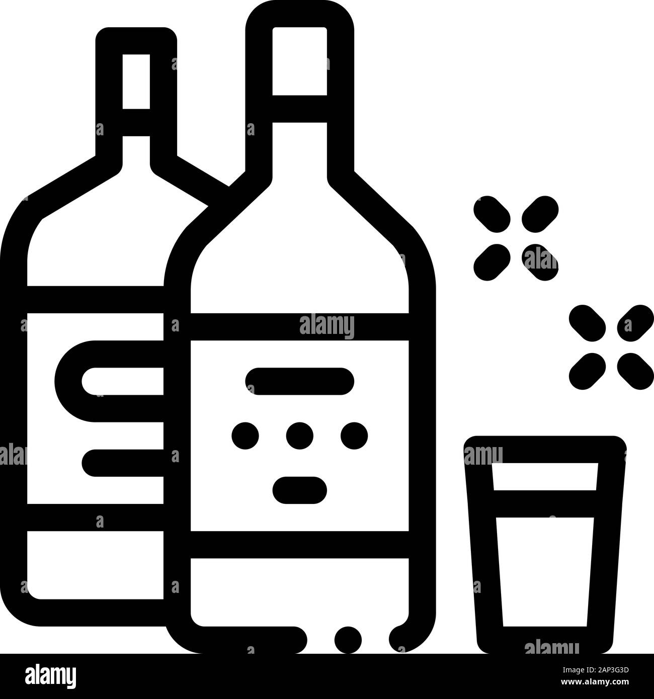 Bottiglia di bevanda icona coppa vettore illustrazione di contorno Illustrazione Vettoriale