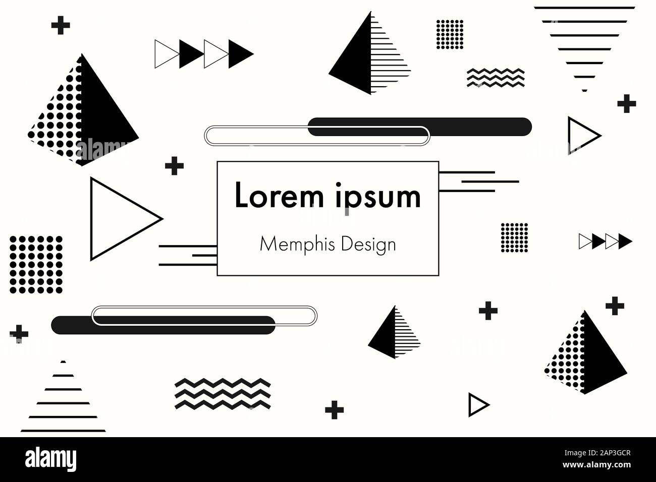Memphis stile elemento geometrico dello sfondo. Modello con orientamento verticale per la presentazione, il design di copertura, Poster, brochure, volantini, banner. Illustrazione Vettoriale