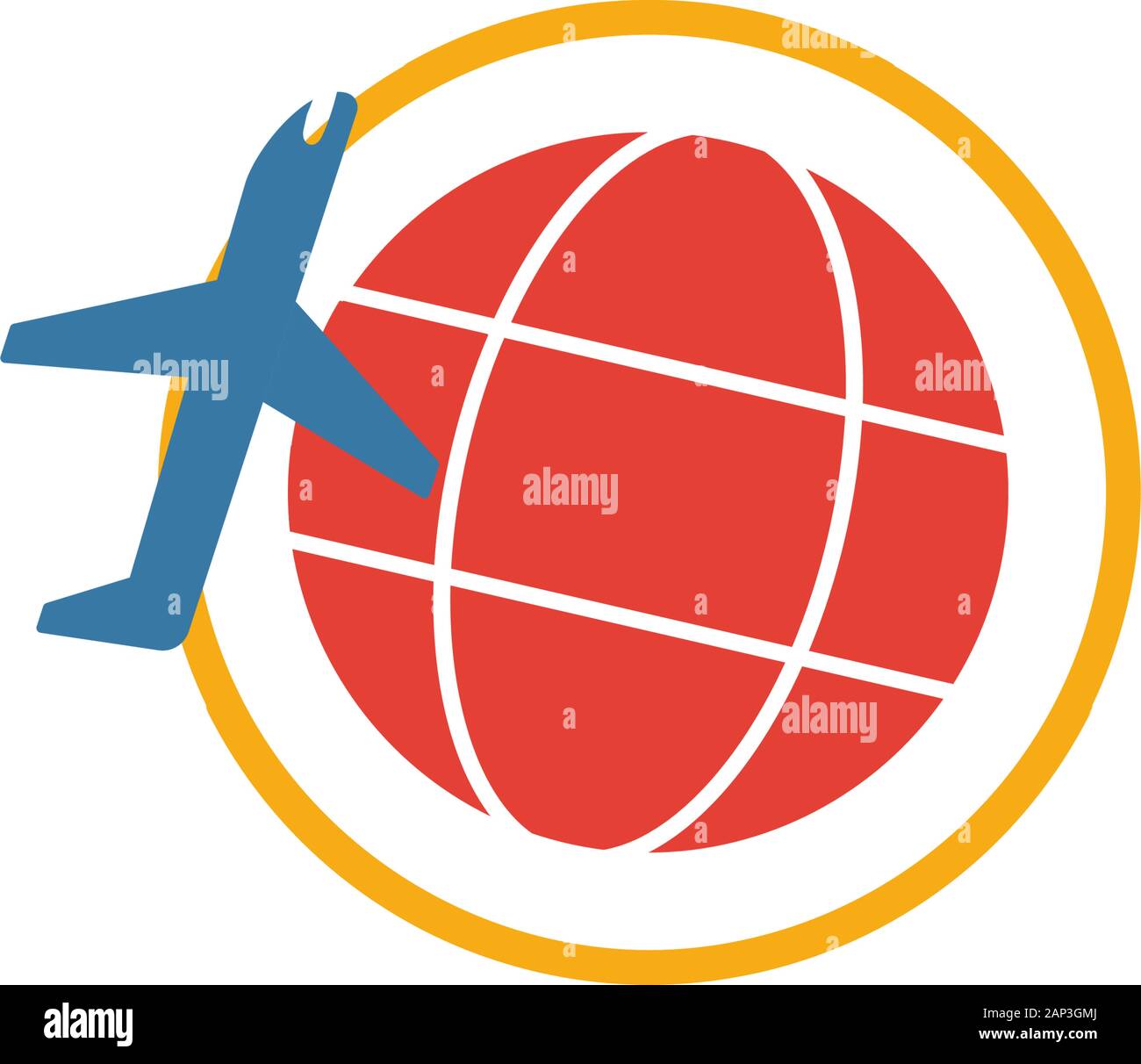 Intorno All'Icona World. Elemento creativo piatto dalla collezione di icone aeroportuali. Icona colorata in tutto il mondo per modelli, web design e software Illustrazione Vettoriale