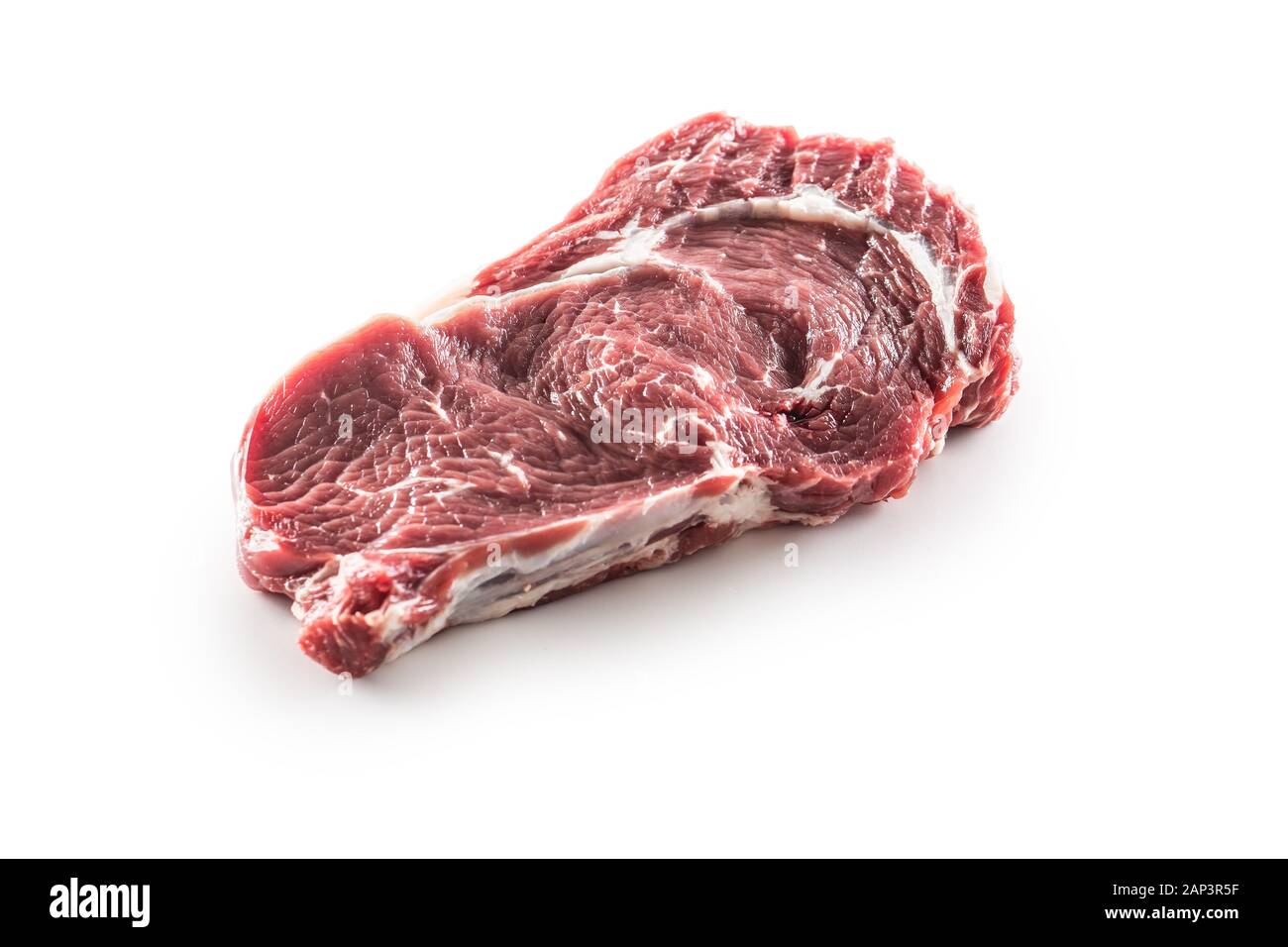 Carni bovine Costata di manzo isolato su sfondo bianco Foto Stock